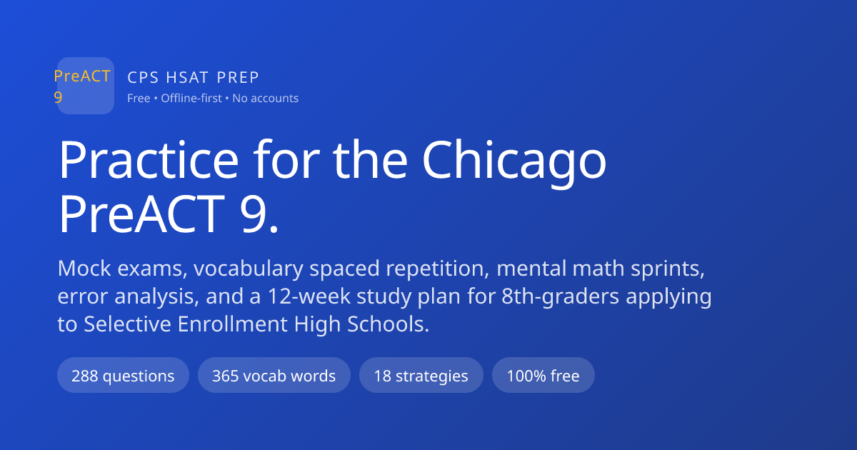 CPS HSAT Prep — Free practice for the Chicago HSAT exam